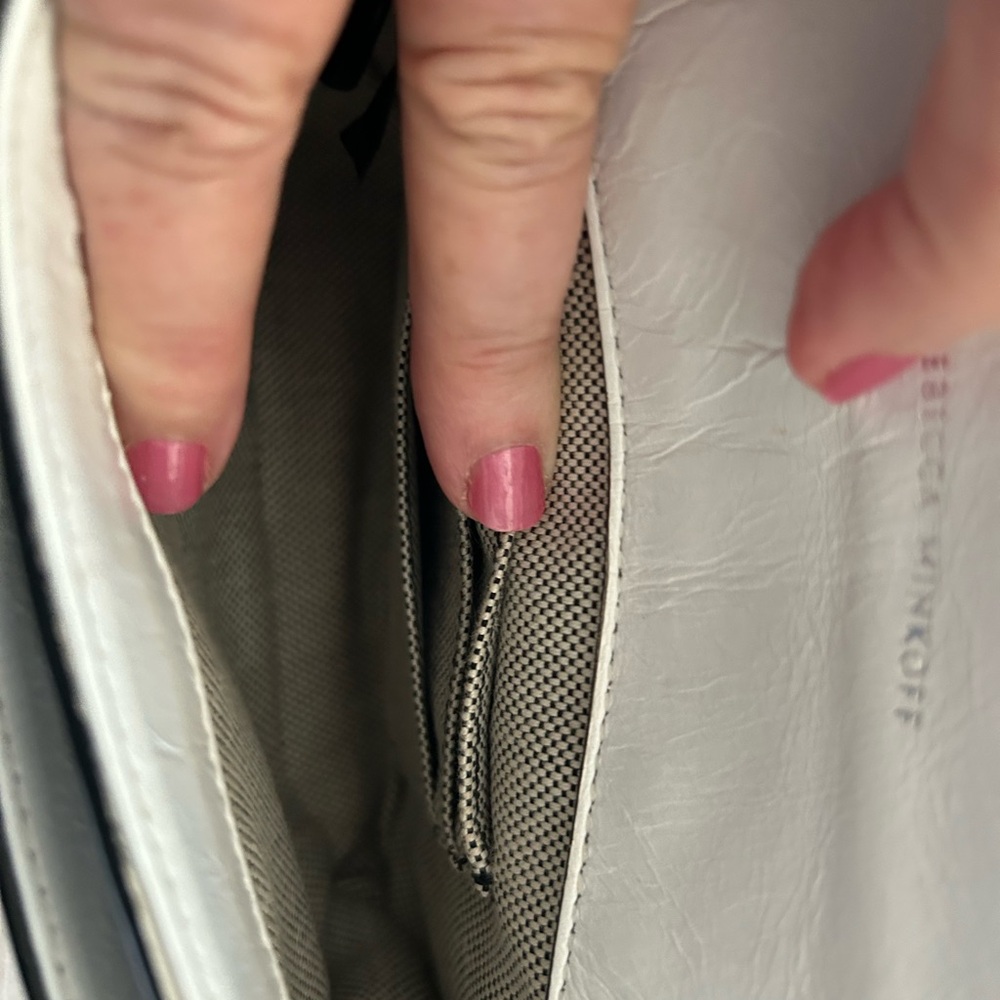 White leather Rebecca Minkoff Studded Ring-Accent Crossbody Bag - Picture 7 of 11